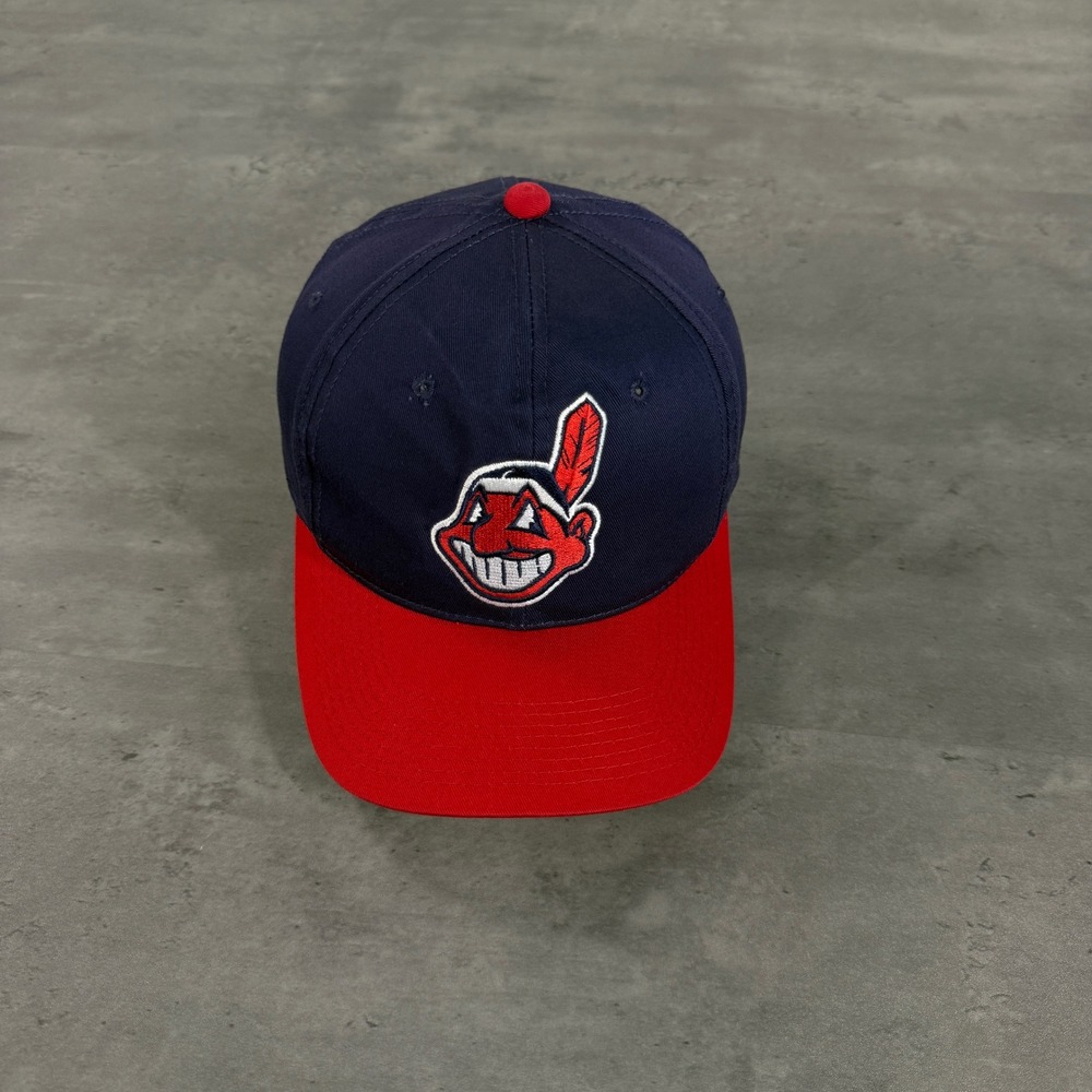 Vintage Cleveland Indians Snapback Hat Navy Red MLB Baseball Chief Wahoo EUC
